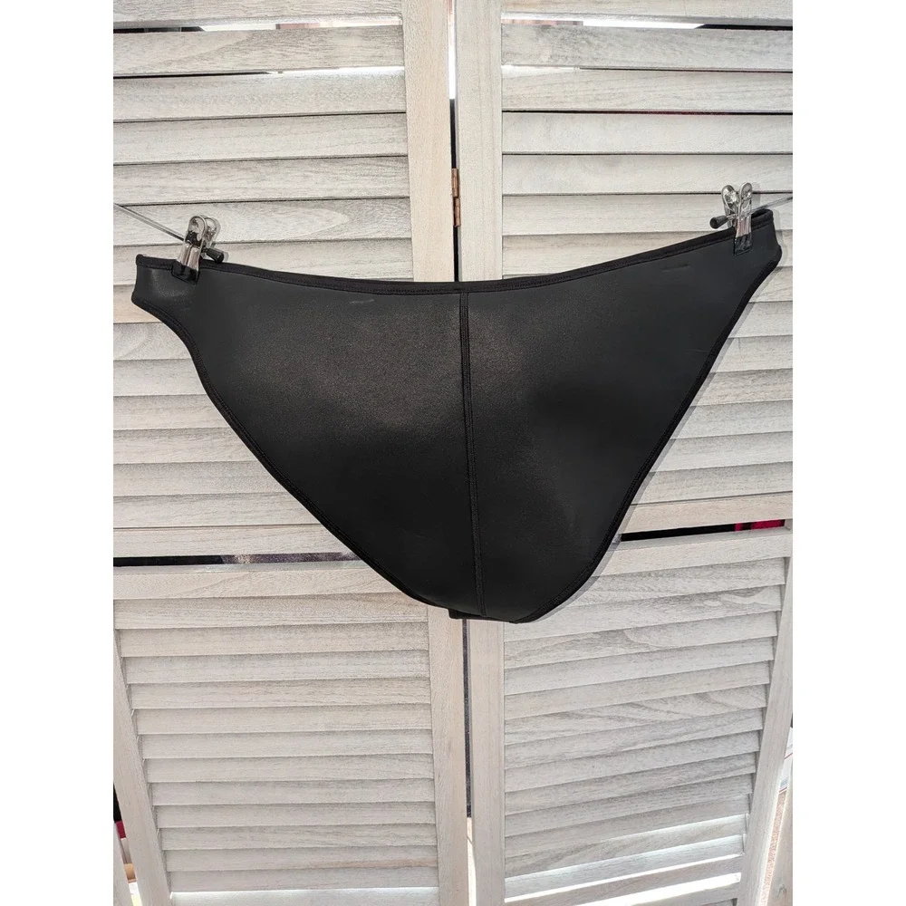 SKIMS Rubberized‎ Scuba Swim Tanga Bikini Bottom Onyx Black 4X BB-TNG-3161 NWT
